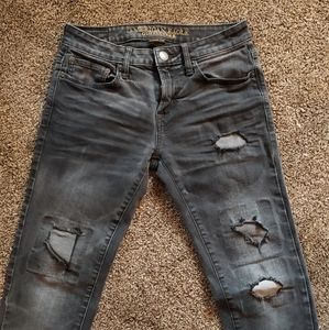 Men's AE Black Distressed Skinny Jeans